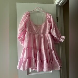 Pink Gingham Pattern Sundress